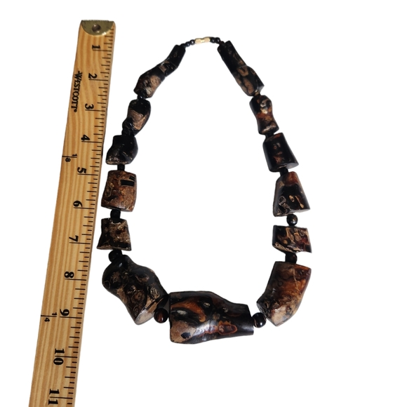 Vintage 70's Rare Black Coral Tube Necklace - Picture 9 of 11